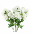 Pack of 6 x 70cm White Artificial Carnation Stem - 24 Flowers