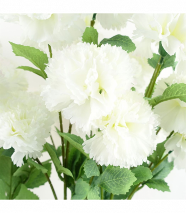 Pack of 6 x 70cm White Artificial Carnation Stem - 24 Flowers