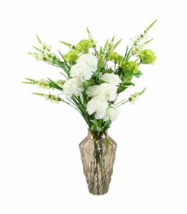 Pack of 6 x 70cm White Artificial Carnation Stem - 24 Flowers