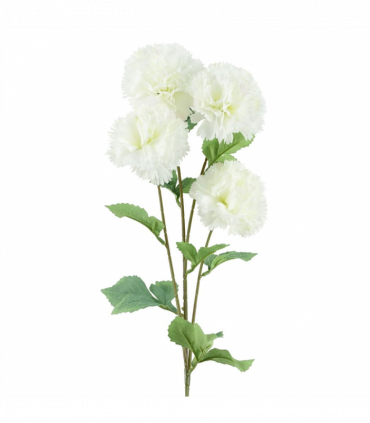 Pack of 6 x 70cm White Artificial Carnation Stem - 24 Flowers