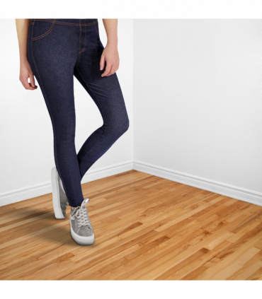 RJM Ladies Faux Leather Wet Look Leggings, High Waist, Blue