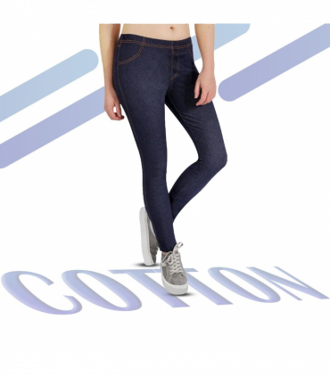 RJM Ladies Faux Leather Wet Look Leggings, High Waist, Blue