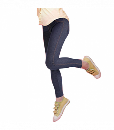 RJM Ladies Faux Leather Wet Look Leggings, High Waist, Blue