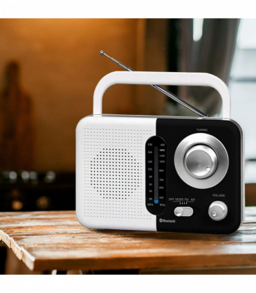 Soundz SZ412 AM/FM Bluetooth Radio with USB Port And SD Card Slot, Black/White