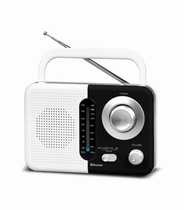 Soundz SZ412 AM/FM Bluetooth Radio with USB Port And SD Card Slot, Black/White