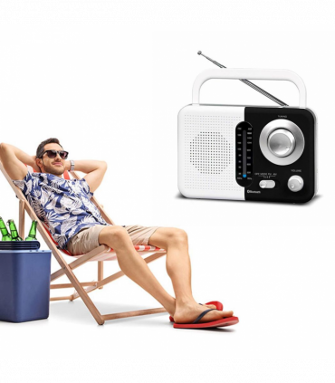 Soundz SZ412 AM/FM Bluetooth Radio with USB Port And SD Card Slot, Black/White