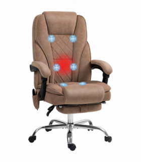Vinsetto Massage Office Chair, Heated Reclining Desk Chair, Brown
