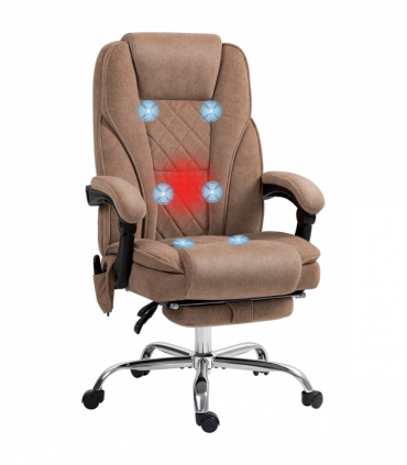 Vinsetto Massage Office Chair, Heated Reclining Desk Chair, Brown