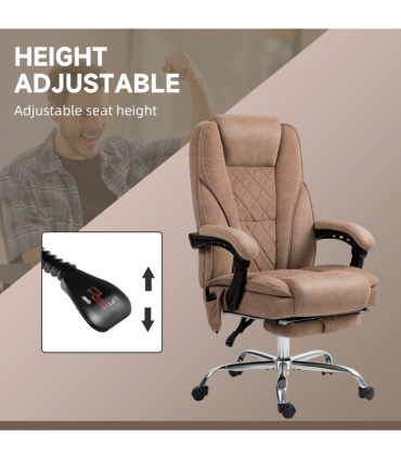 Vinsetto Massage Office Chair, Heated Reclining Desk Chair, Brown