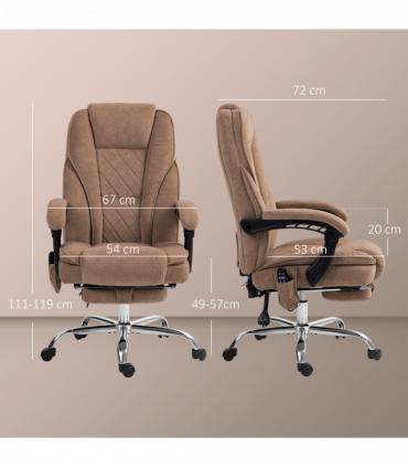 Vinsetto Massage Office Chair, Heated Reclining Desk Chair, Brown