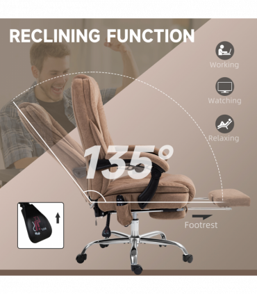 Vinsetto Massage Office Chair, Heated Reclining Desk Chair, Brown