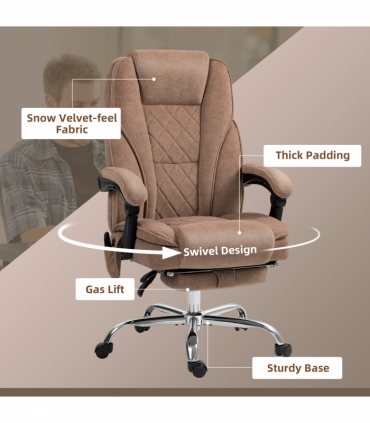 Vinsetto Massage Office Chair, Heated Reclining Desk Chair, Brown