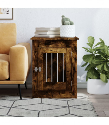 vidaXL Dog Crate Furniture Smoked Oak 55x80x68 cm Engineered Wood
