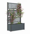 Outsunny Garden Planter Box with Trellis, Rattan Raised Bed, Charcoal Grey