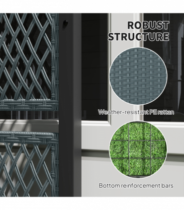 Outsunny Garden Planter Box with Trellis, Rattan Raised Bed, Charcoal Grey