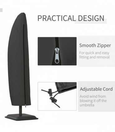 Outsunny Parasol Cover, Patio Cantilever Cover, Banana Umbrella Cover Black