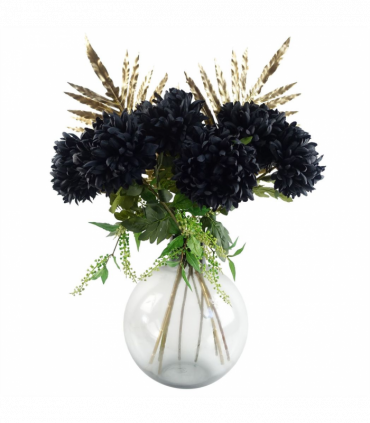 Pack of 6 x 75cm Extra Large Reflex Chrysanthemum - Black