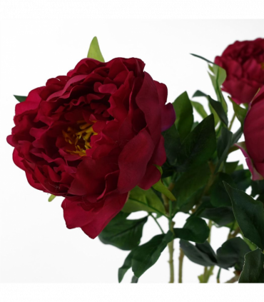 Pack of 6 x 80cm Artificial Dark Pink Peony Stem