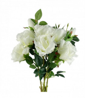 Pack of 6 x 80cm Artificial White Rose Stem - 18 flowers