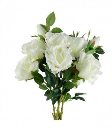 Pack of 6 x 80cm Artificial White Rose Stem - 18 flowers