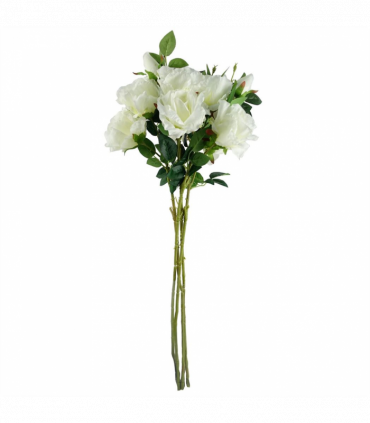 Pack of 6 x 80cm Artificial White Rose Stem - 18 flowers