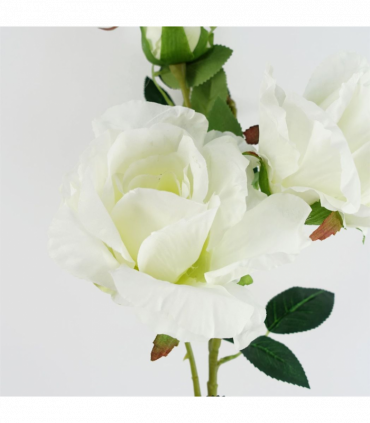 Pack of 6 x 80cm Artificial White Rose Stem - 18 flowers