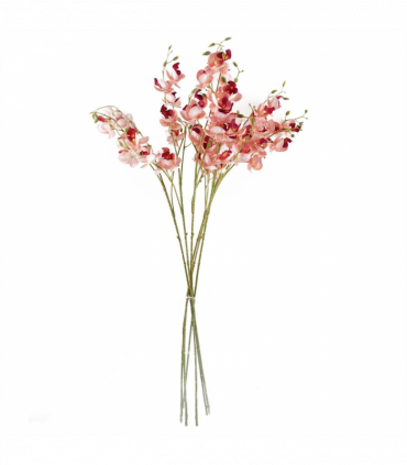 Pack of 6 x 80cm Pink Artificial Mini Orchid Stem