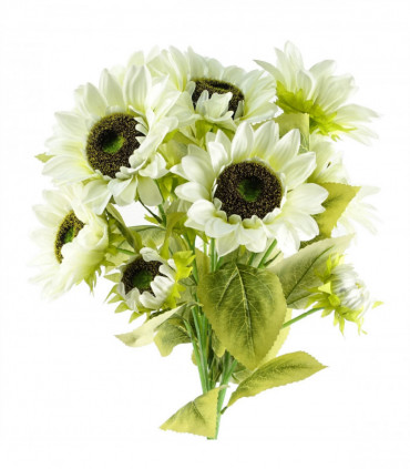 Pack of 6 x 88cm White Artificial Sunflower - 18 heads