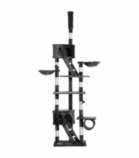PawHut 240-260cm Floor to Ceiling Cat Tree with Scratching Posts - Dark Grey