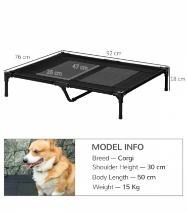 PawHut Large Pet Cot Portable Dog Cat Sleep Bed Elevated Camping Outdoor Black