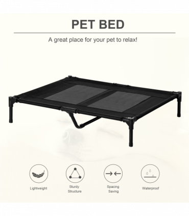 PawHut Large Pet Cot Portable Dog Cat Sleep Bed Elevated Camping Outdoor Black