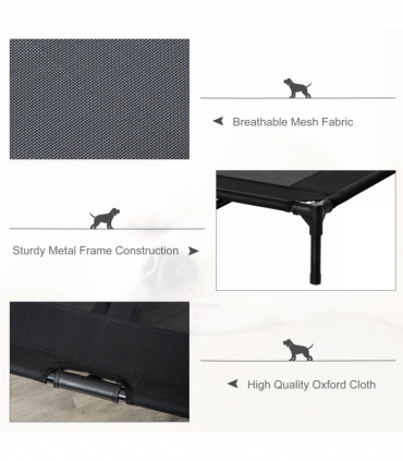 PawHut Large Pet Cot Portable Dog Cat Sleep Bed Elevated Camping Outdoor Black
