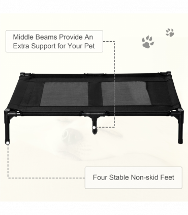 PawHut Large Pet Cot Portable Dog Cat Sleep Bed Elevated Camping Outdoor Black