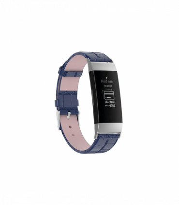 Real Leather Watch Band for Fitbit Charge 3 - Blue