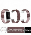 Real Leather Watch Band for Fitbit Charge 3 High Quality And Comfortable- Brown