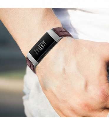 Real Leather Watch Band for Fitbit Charge 3 High Quality And Comfortable- Brown