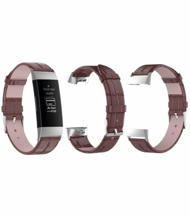 Real Leather Watch Band for Fitbit Charge 3 High Quality And Comfortable- Brown