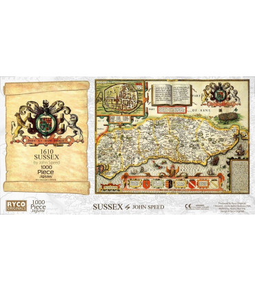 Sussex Historical Map 1000 Piece Jigsaw Puzzle (1610)