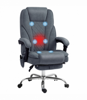 Vinsetto Massage Office Chair, Heated Reclining Desk Chair, Dark Grey