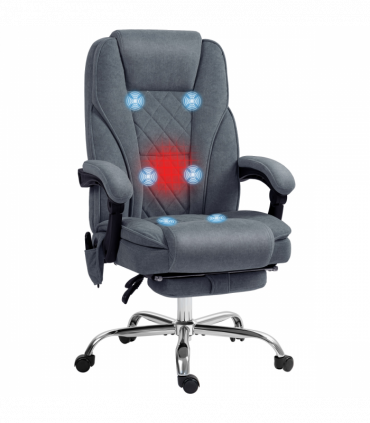 Vinsetto Massage Office Chair, Heated Reclining Desk Chair, Dark Grey