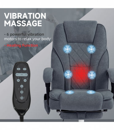 Vinsetto Massage Office Chair, Heated Reclining Desk Chair, Dark Grey