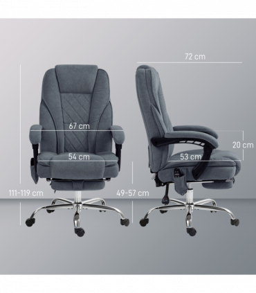Vinsetto Massage Office Chair, Heated Reclining Desk Chair, Dark Grey