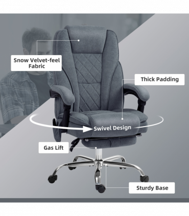Vinsetto Massage Office Chair, Heated Reclining Desk Chair, Dark Grey