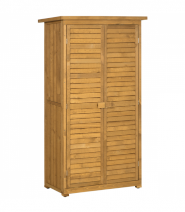 Wooden Garden Storage Shed Unit, 3-Tier Shelves Tool Cabinet Organizer