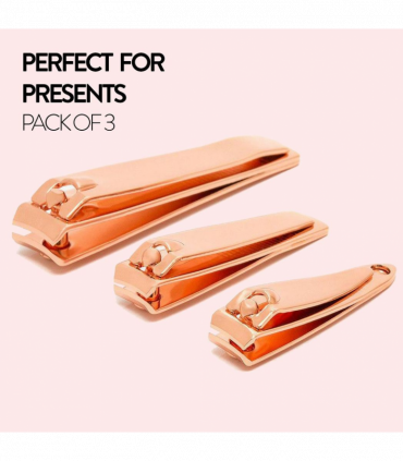 Envie Nail Clippers Stainless Steel Ergonomic Rose Gold Nail Cutter, Set of 3