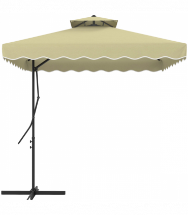 Outsunny 2.5m Square Cantilever Garden Parasol Umbrella with Cross Base, Beige