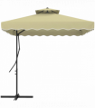 Outsunny 2.5m Square Cantilever Garden Parasol Umbrella with Cross Base, Beige