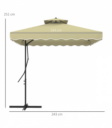 Outsunny 2.5m Square Cantilever Garden Parasol Umbrella with Cross Base, Beige