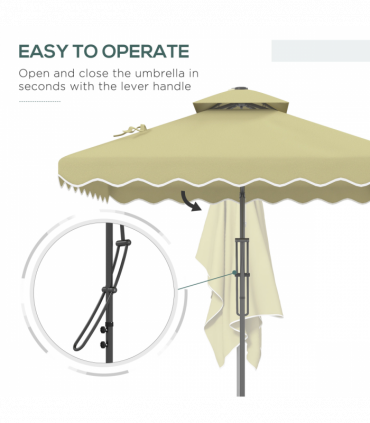 Outsunny 2.5m Square Cantilever Garden Parasol Umbrella with Cross Base, Beige