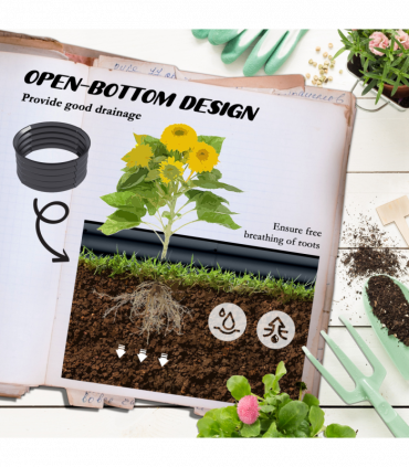 Outsunny Set of 2 Raised Garden Bed Metal Planter Box with Safety Edging, Grey